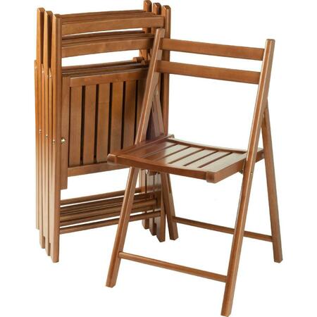 WINSOME WOOD Robin Folding Chair Set, Teak, 4PK 33415